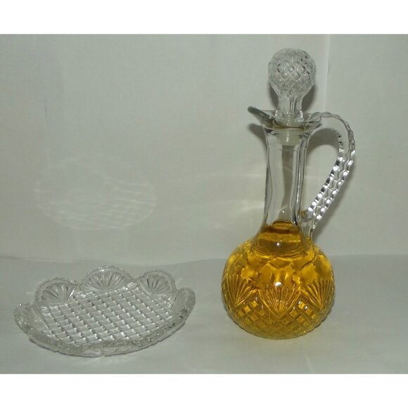 Avon Cruet Cologne Set Moodwind Cologne Vtg glass decanter saucer 8 fl oz w/box - Picture 13 of 14